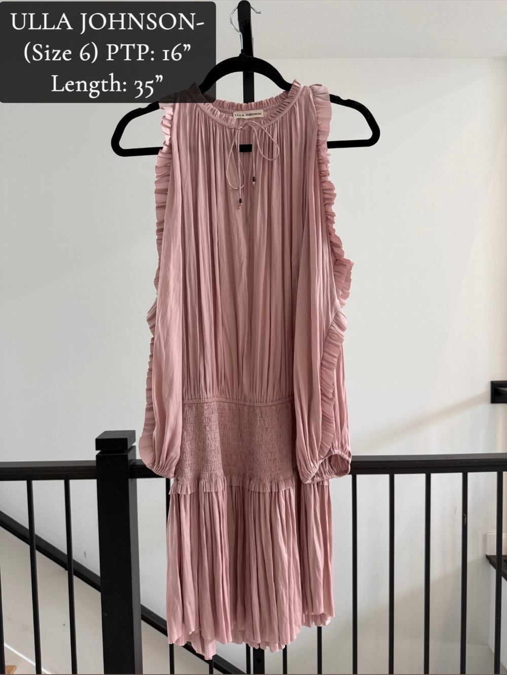 Ulla Johnson Dusty Pink Sleeveless Pleated Midi Dress